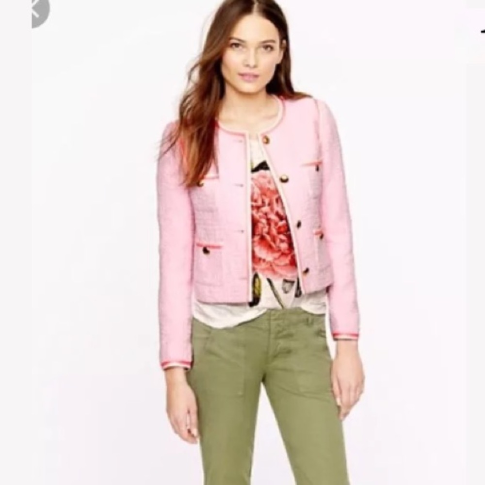 J.Crew Pink Tweed Grosgrain Jacket Blazer 00